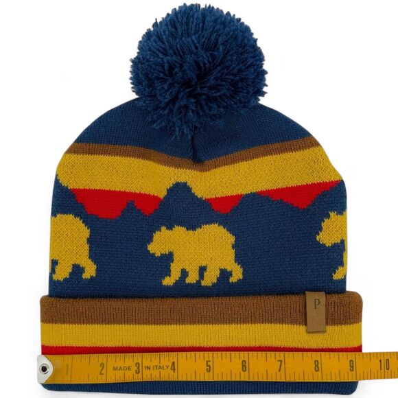 NEW Pendleton Retro Bear Cuffed Beanie Blue/Yellow/Red OS - Picture 8 of 9